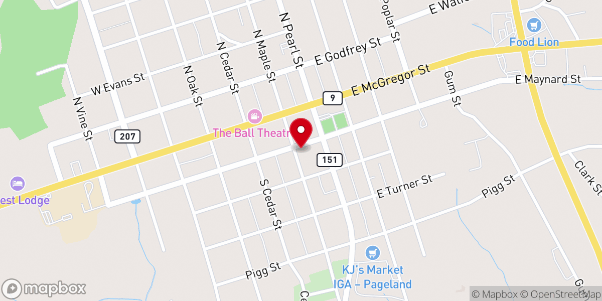 Map showing location of First Presbyterian Church