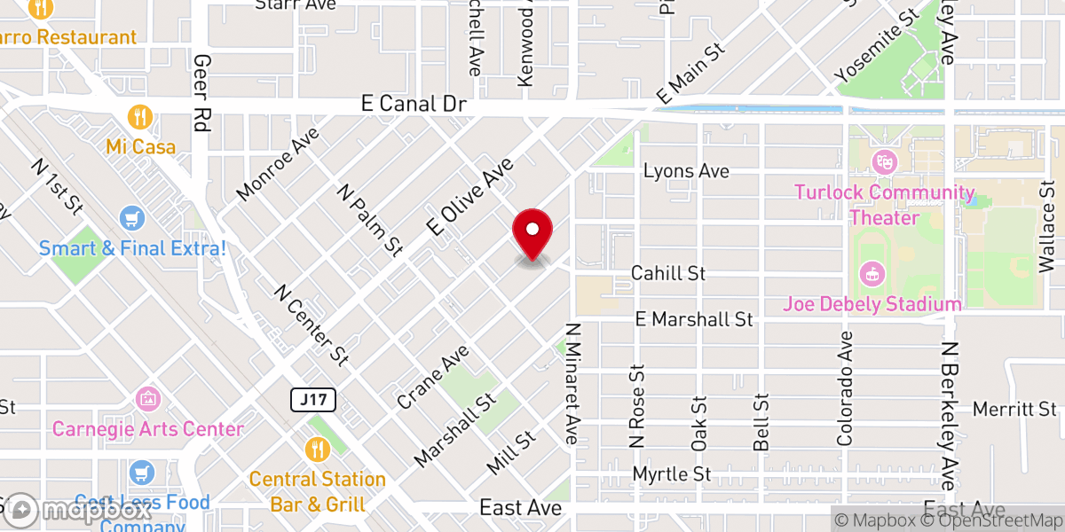 Map showing location of First Christian Church-Turlock