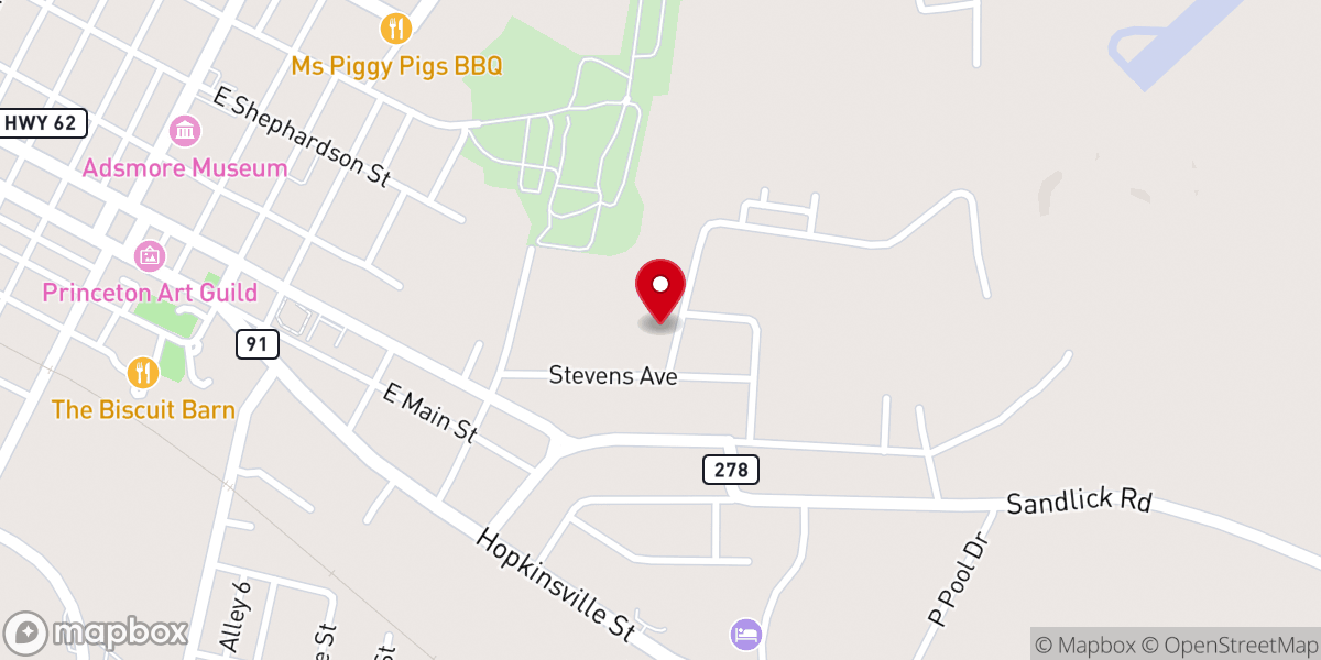 Map showing location of Highland Baptist Church