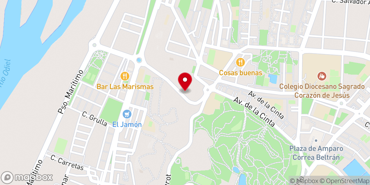 Map showing location of Jardines del Santuario de La Cinta
