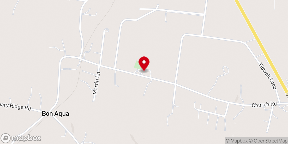 Map showing location of Bon Aqua Methodist Church