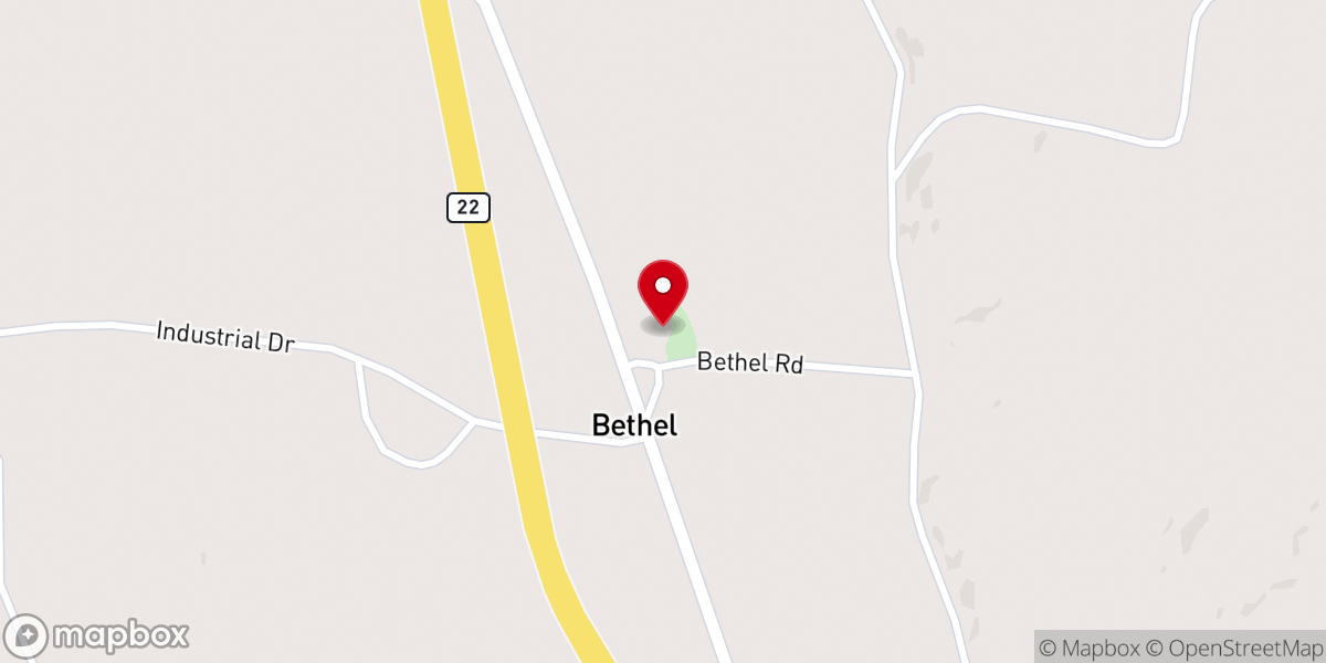 Map showing location of Bethel Missionary Baptist Church