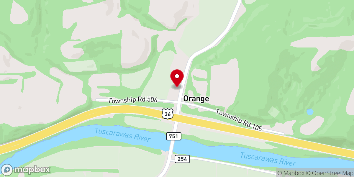 Map showing location of Orange United Methodist Church