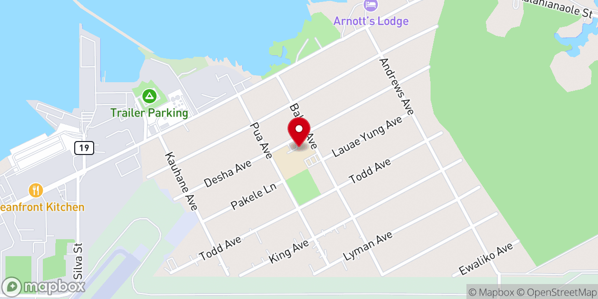 Map showing location of Hale Pule Ke Ola Hou Church