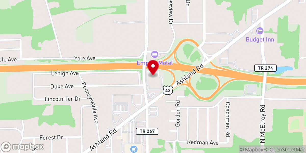 Map showing location of Mansfield Baptist Temple