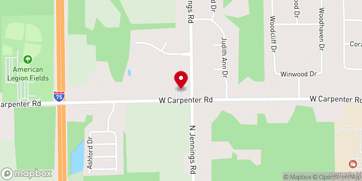 Map showing location of Carpenter Road Apostolic Church