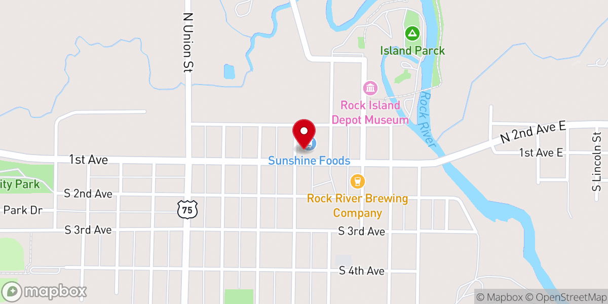 Map showing location of City of Rock Rapids