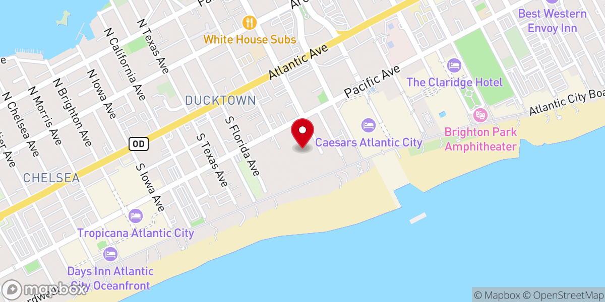 Map showing location of Jim Whelan Boardwalk Hall