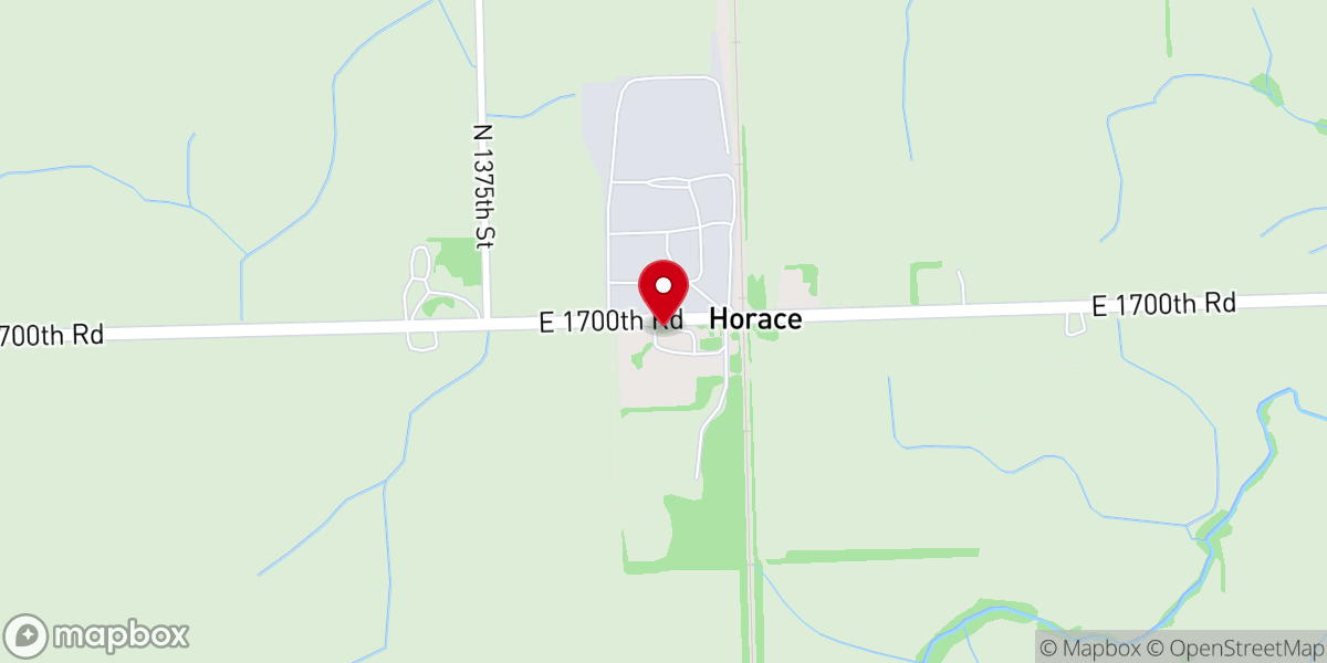 Map showing location of Horace Baptist Church