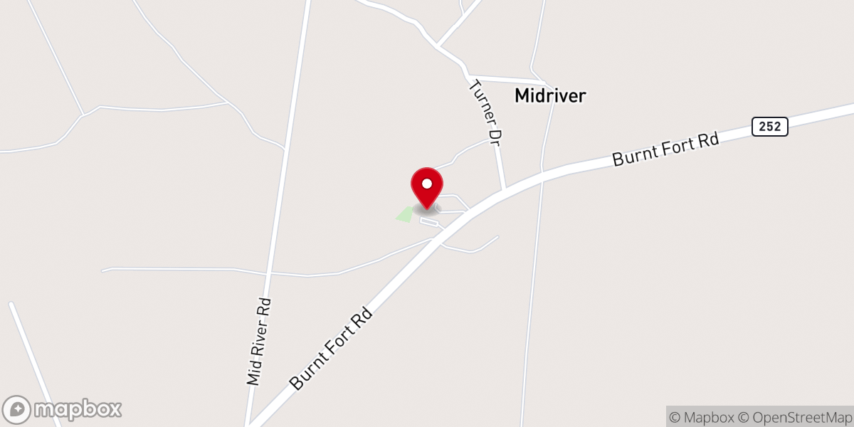 Map showing location of Burnt Fort Baptist Church