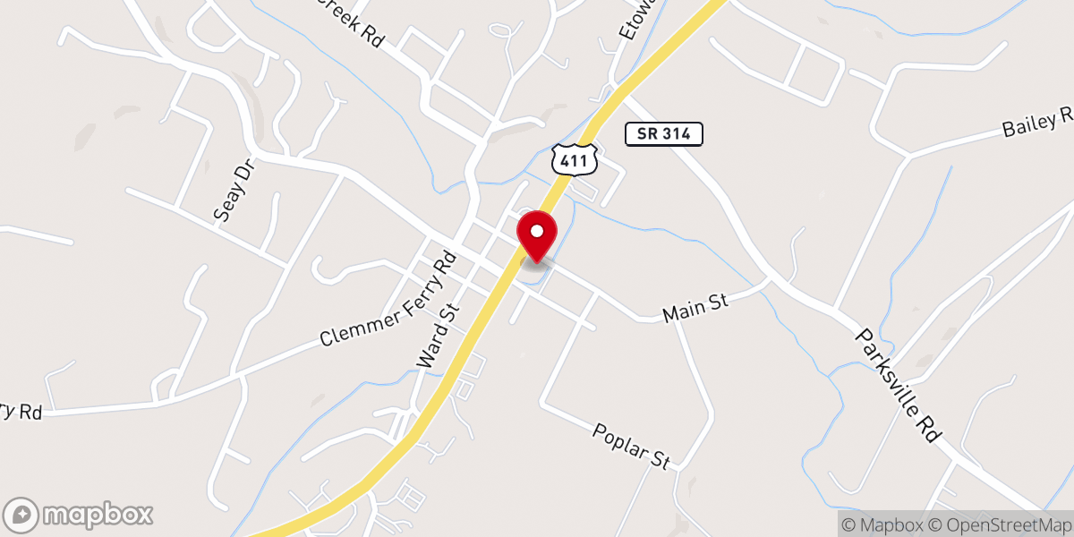 Map showing location of Polk County Baptist Association