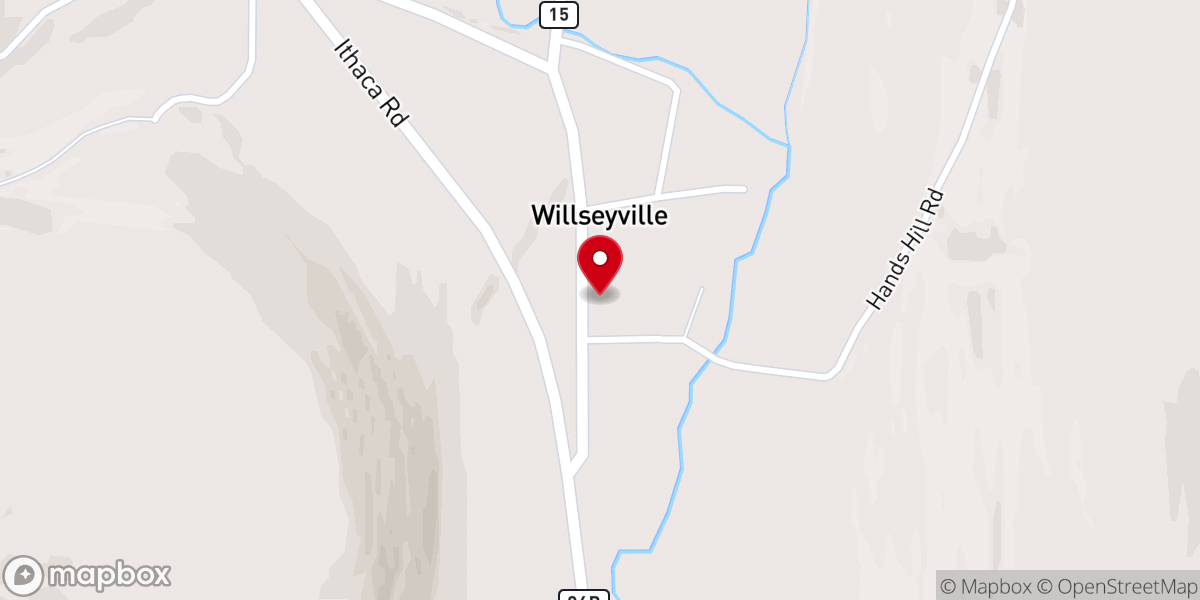 Map showing location of Willseyville Community Baptist Church
