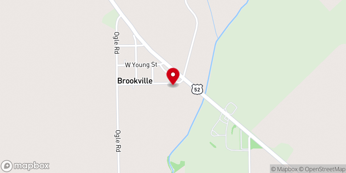 Map showing location of Brookville Grace United Methodist Church