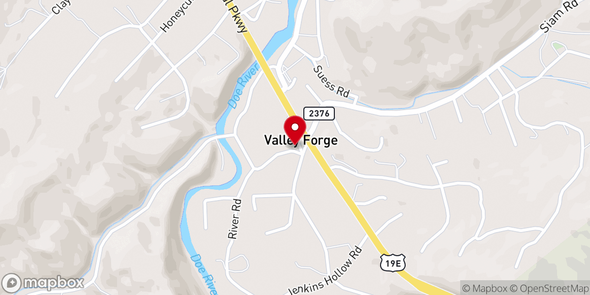 Map showing location of Valley Forge Christian Church