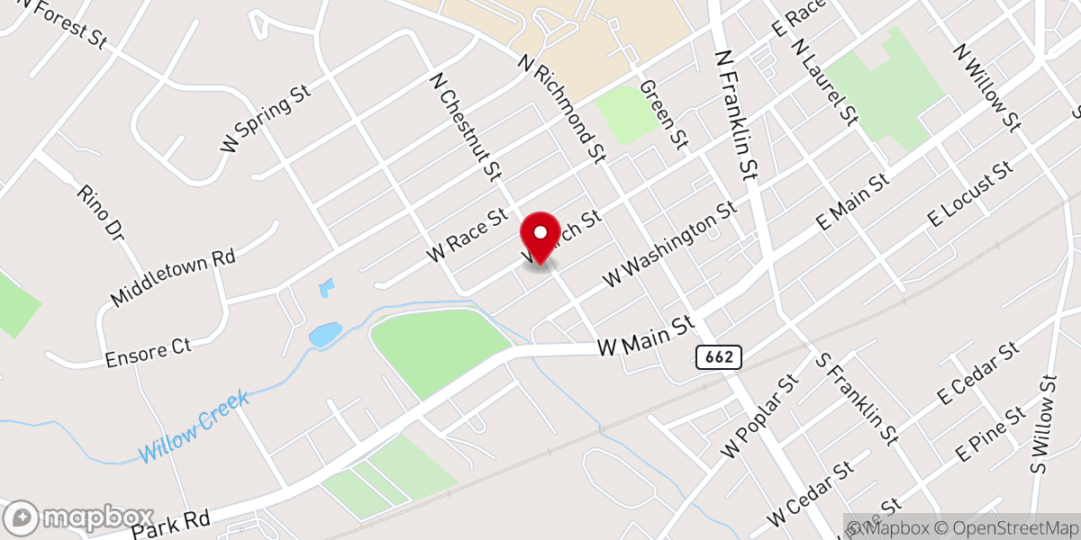Map showing location of Harvest Church
