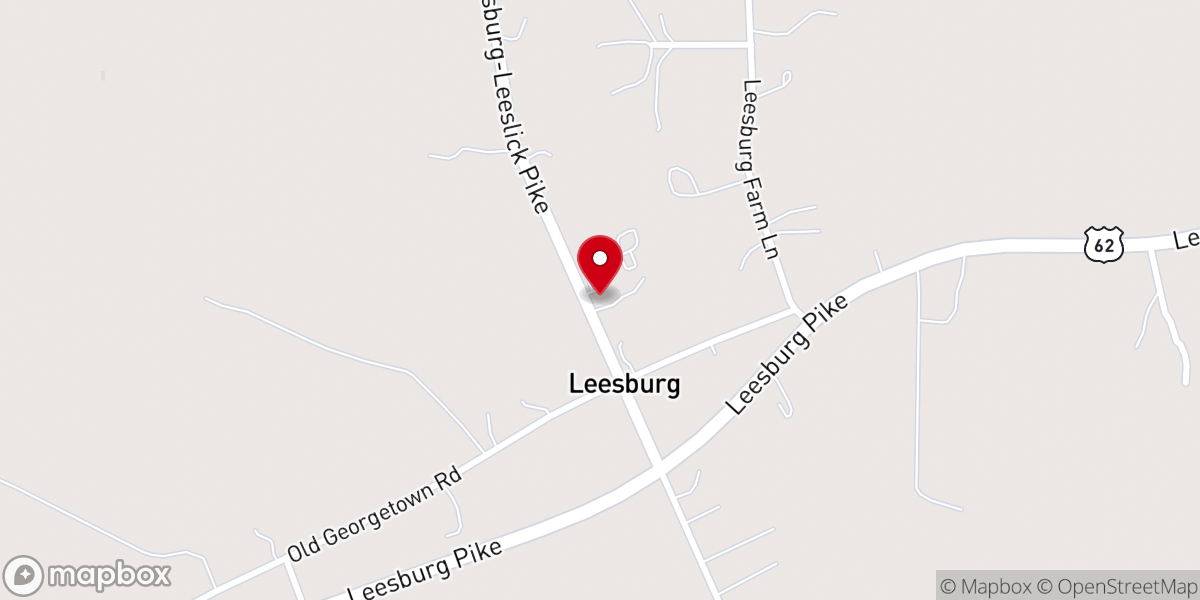 Map showing location of Leesburg Christian Church