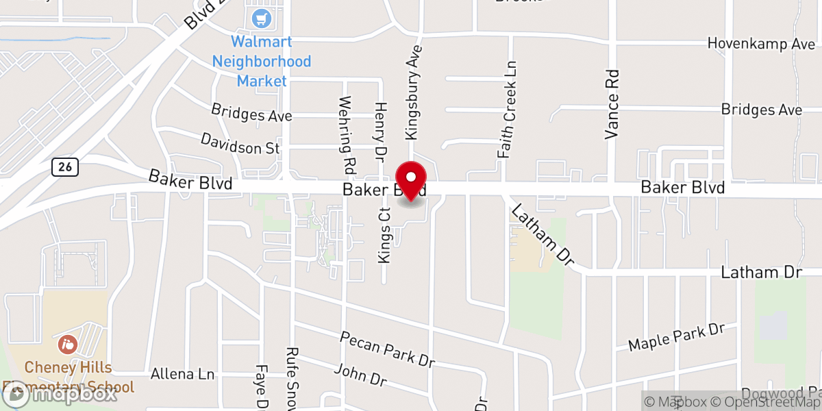 Map showing location of Richland Hills Baptist Church