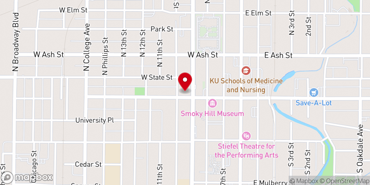 Map showing location of Catholic Diocese of Salina Chancery Office