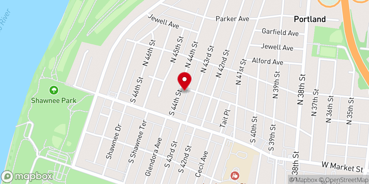 Map showing location of Shawnee Presbyterian Church