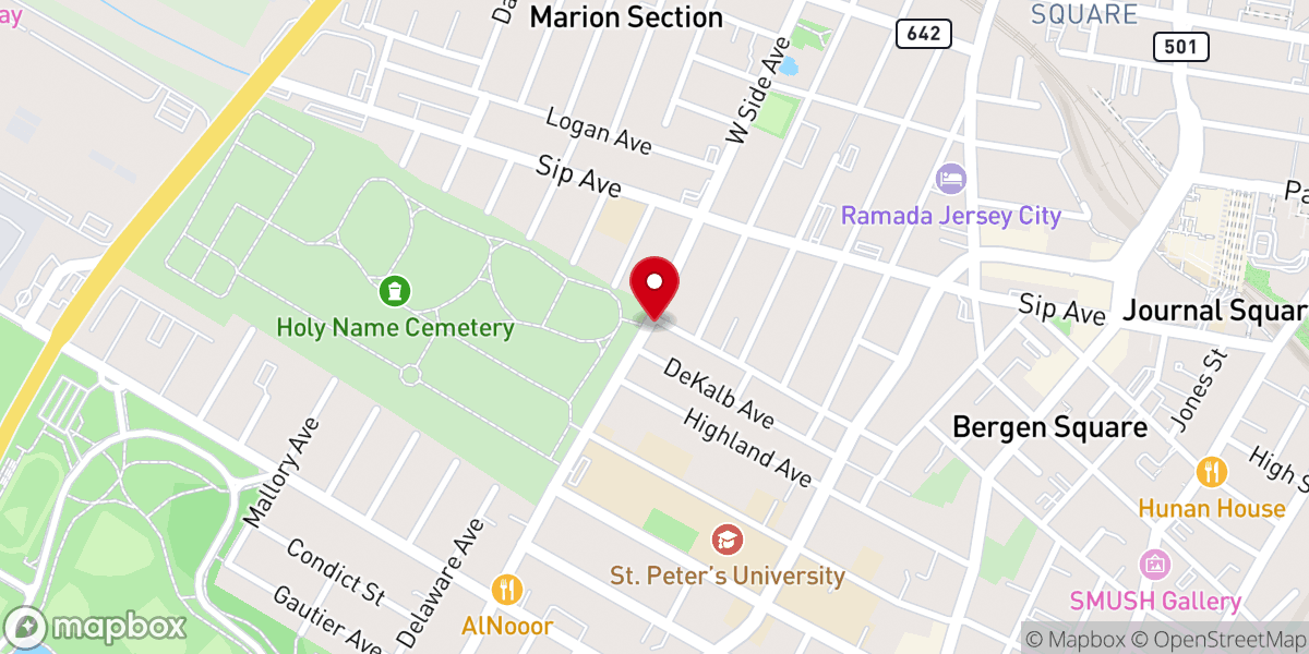 Map showing location of Jersey City Church of Christ