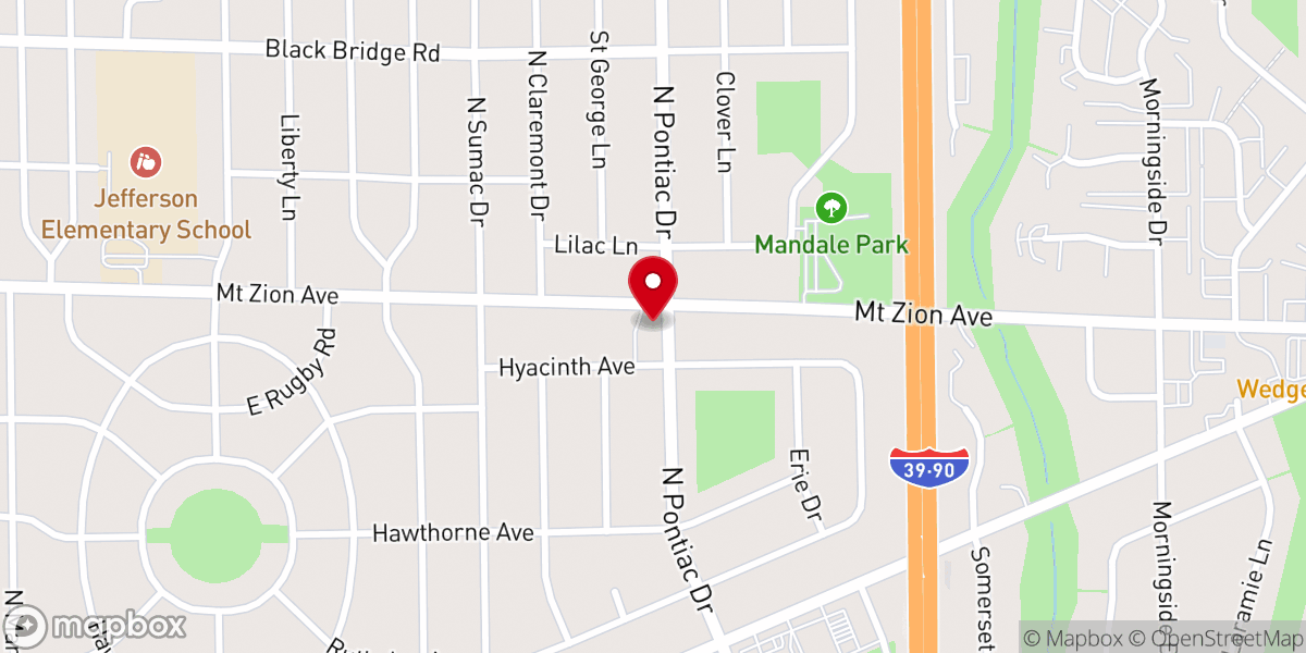 Map showing location of City First Church Janesville