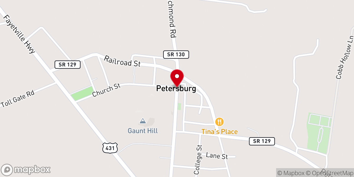 Map showing location of Petersburg