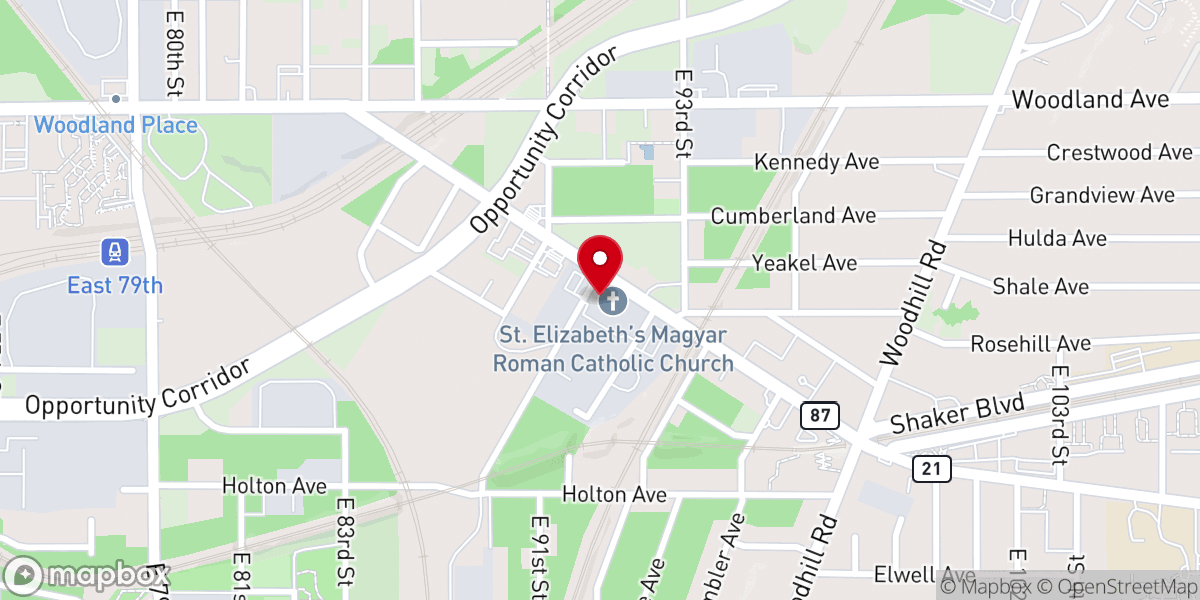 Map showing location of Shrine of St. Elizabeth of Hungary