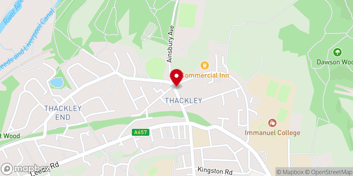Map showing location of Thackley Methodist Church