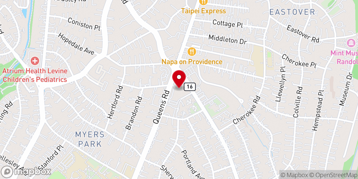 Map showing location of Myers Park United Methodist Church