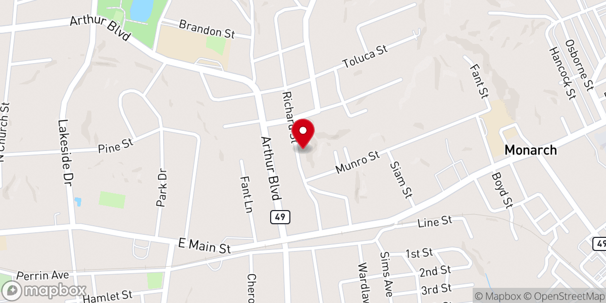 Map showing location of Monarch Baptist Church