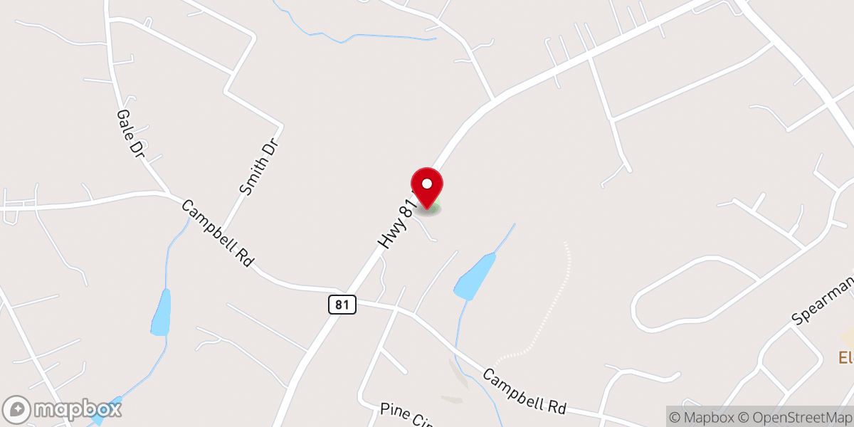 Map showing location of Beulah Church