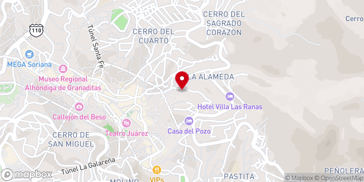 Map showing location of Templo Del Buen Viaje