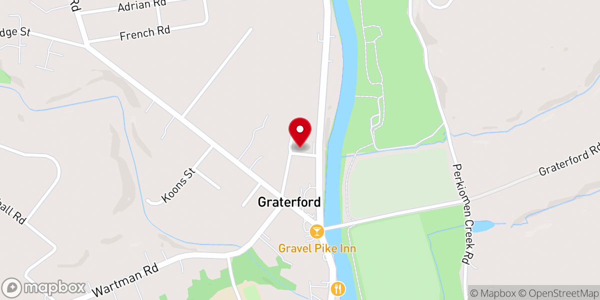 Map showing location of Graterford Bible Fellowship Church