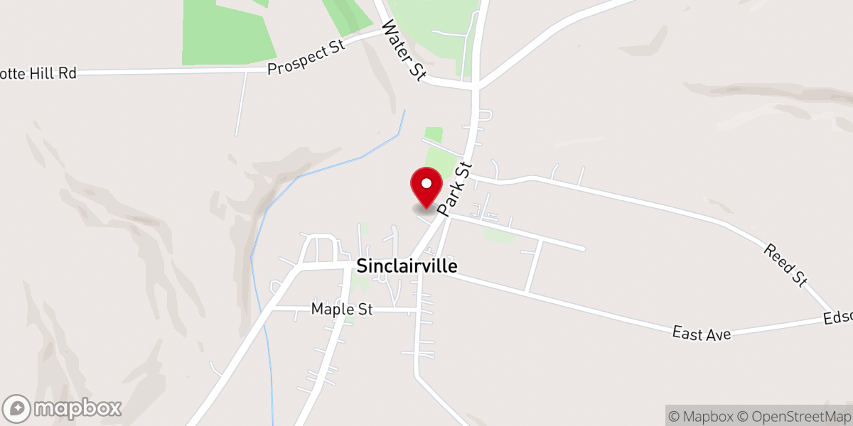 Map showing location of Sinclairville Baptist Church
