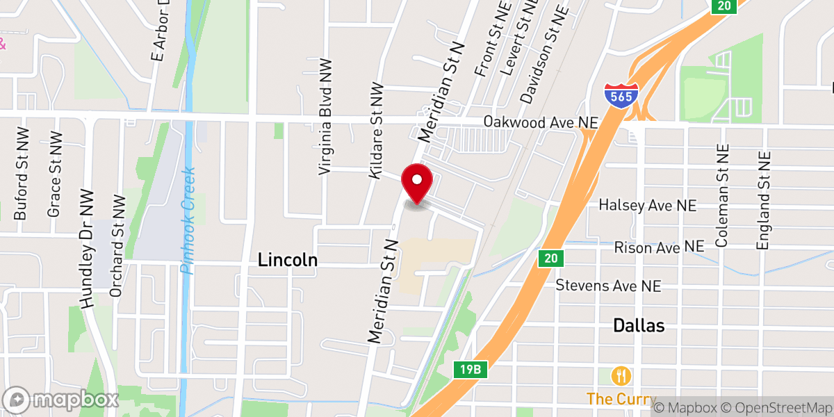 Map showing location of Lincoln Memorial Baptist Church