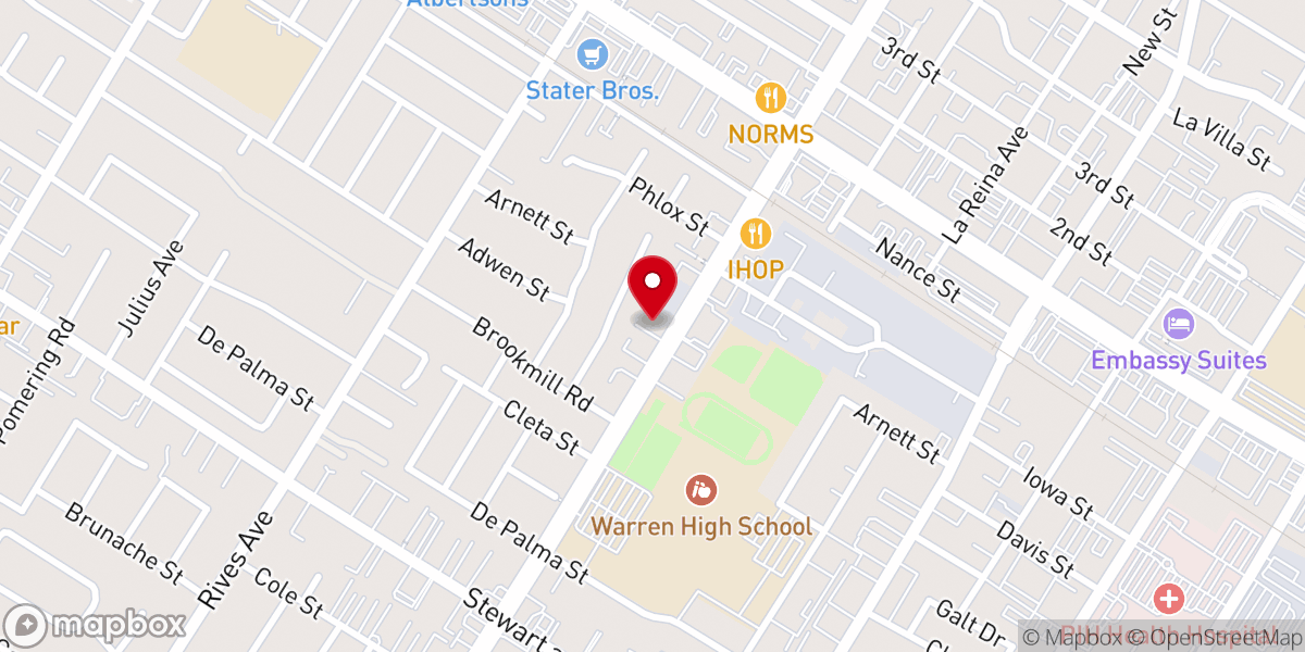 Map showing location of Vine Church Downey