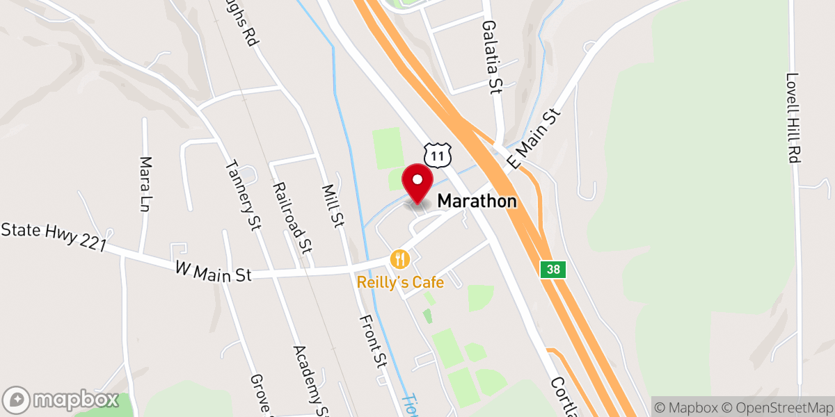 Map showing location of Marathon Presbyterian Church