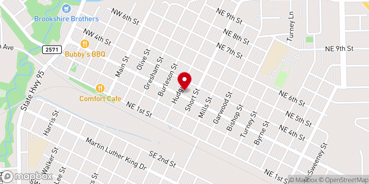Map showing location of first baptist church in smithville