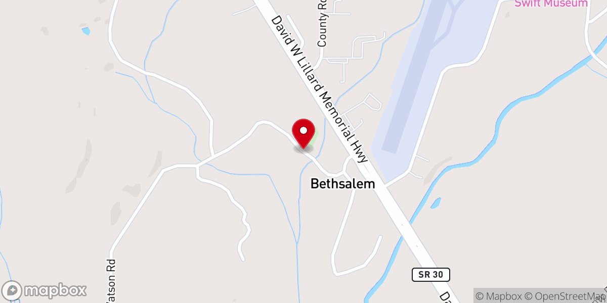 Map showing location of Historic Bethsalem Presbyterian Church
