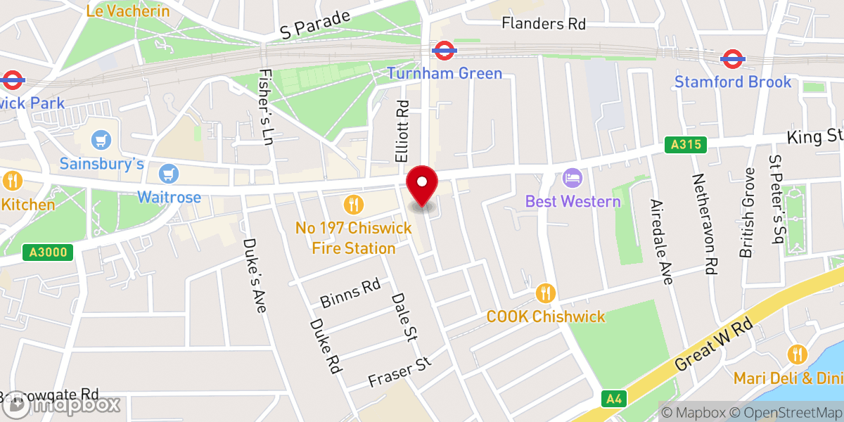 Map showing location of Chiswick Baptist Church