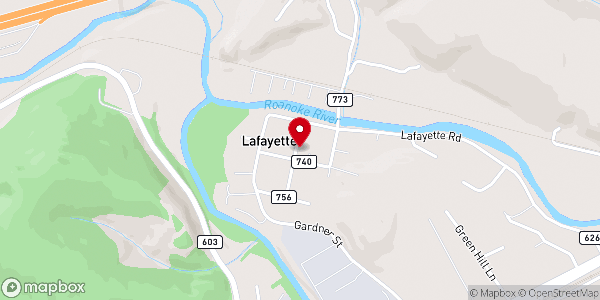 Map showing location of Lafayette United Methodist Church