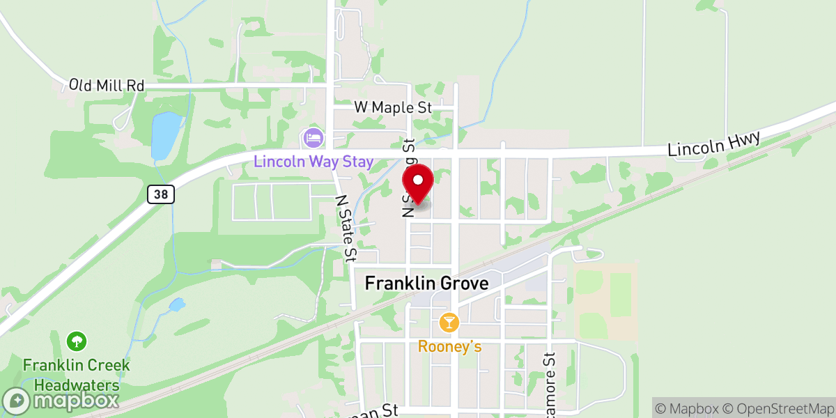 Map showing location of Franklin Grove Church of the Brethren