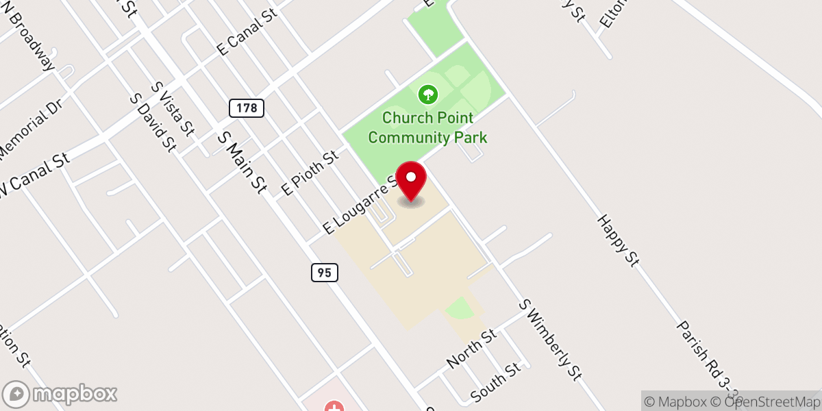 Map showing location of Church Point Elementary School