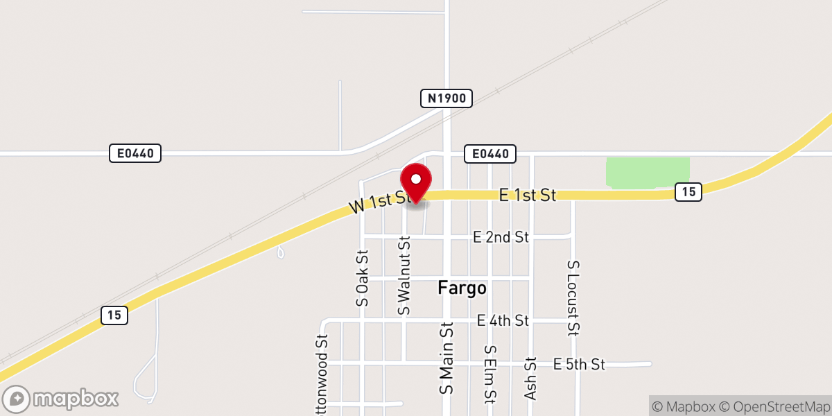 Map showing location of Fargo Global Methodist Church