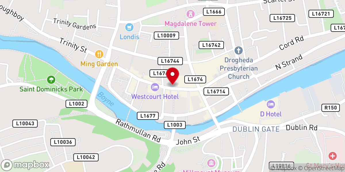 Map showing location of St Peter's Parish Church, Drogheda