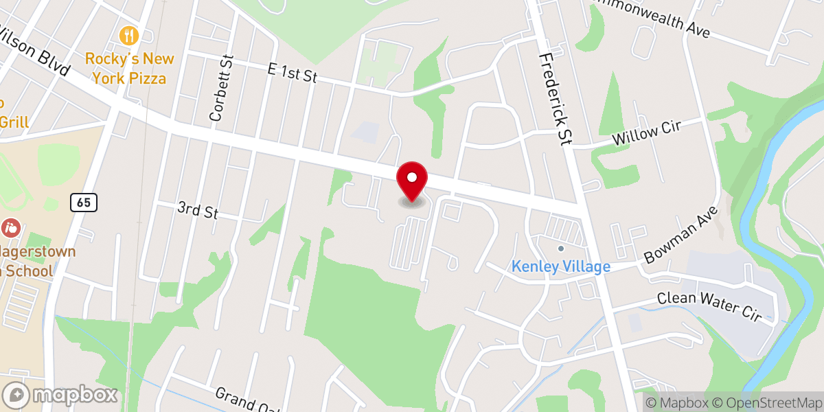Map showing location of Iglesia Hispana Oasis en Hagerstown. Church AD/AG