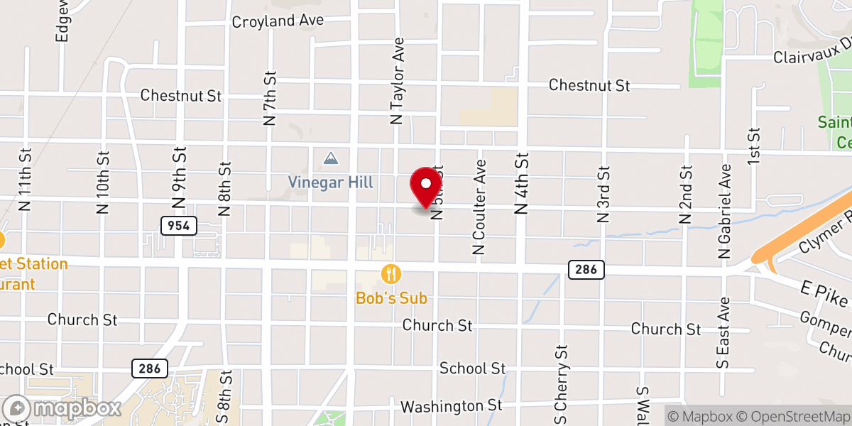 Map showing location of First Christian Church