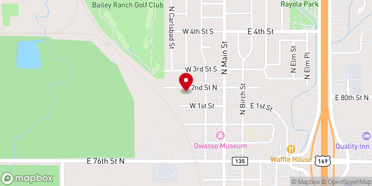 Map showing location of Owasso Pentecostal Church