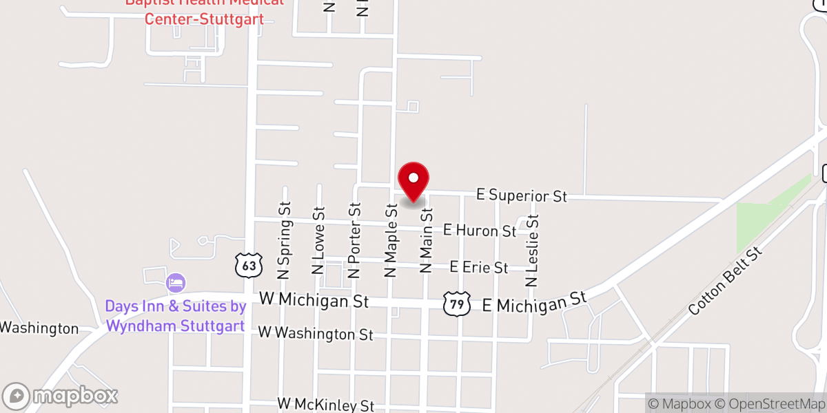 Map showing location of North Maple Baptist Church