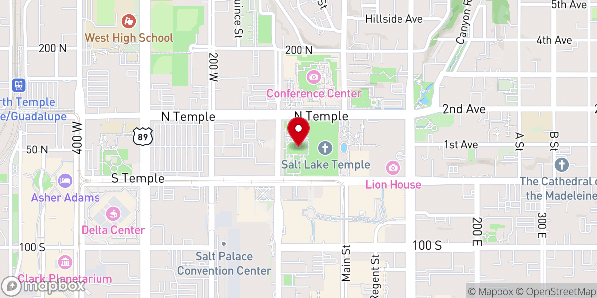 Map showing location of Salt Lake City Tabernacle